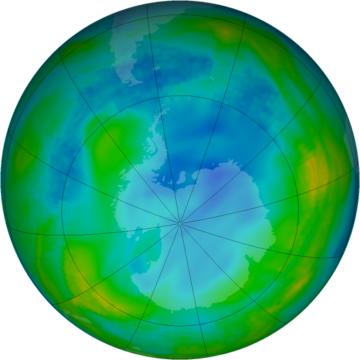 Antarctic ozone map for 02 July 2003